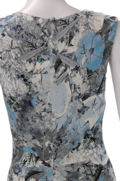 Erdem Women Bodycon Dress Floral Mid-Calf Round Neck Sleeveless Nylon Size 4