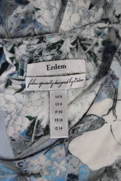 Erdem Women Bodycon Dress Floral Mid-Calf Round Neck Sleeveless Nylon Size 4
