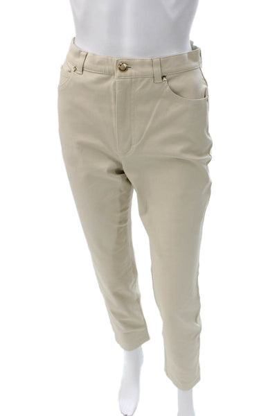 Escada Women Chino Pants Beige Cotton Button Closure Size 36
