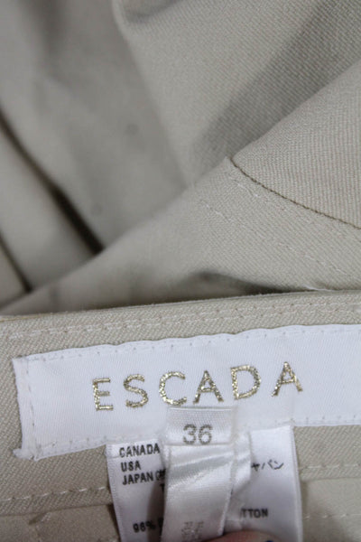 Escada Women Chino Pants Beige Cotton Button Closure Size 36
