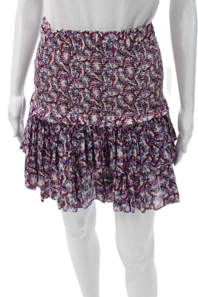 Isabel Marant Etoile Womens A-Line Floral Cotton Mini Skirt Multicolor Size 38