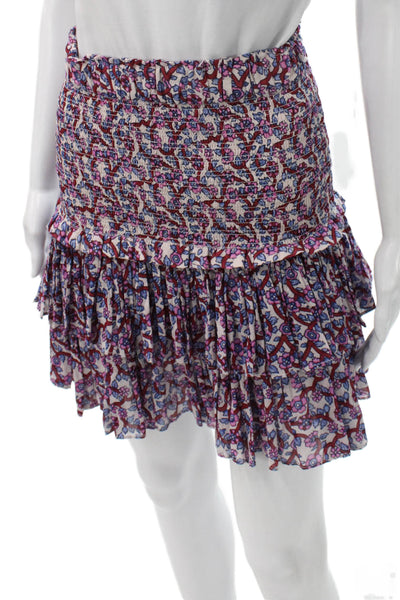 Isabel Marant Etoile Womens A-Line Floral Cotton Mini Skirt Multicolor Size 38