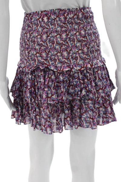 Isabel Marant Etoile Womens A-Line Floral Cotton Mini Skirt Multicolor Size 38