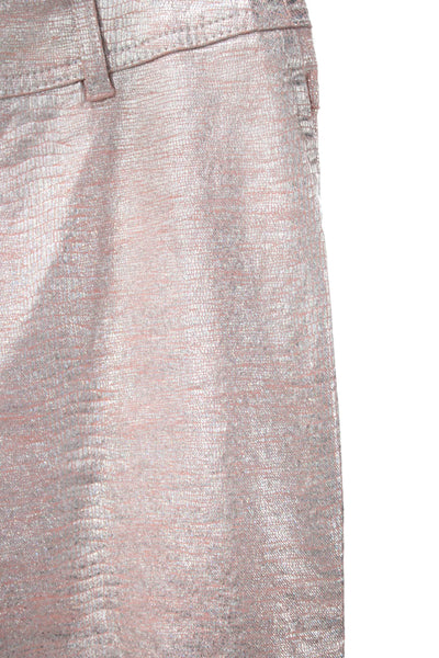 Escada Women Dress Pants Pink Animal Print Cotton Zip High Rise 30in Size 36