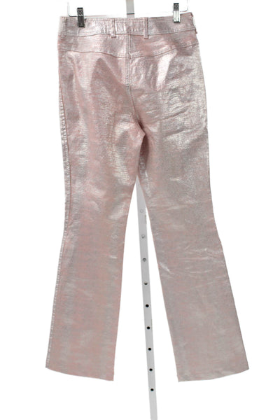 Escada Women Dress Pants Pink Animal Print Cotton Zip High Rise 30in Size 36