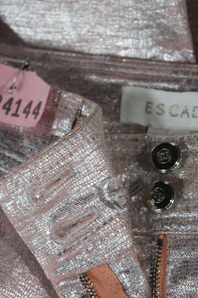 Escada Women Dress Pants Pink Animal Print Cotton Zip High Rise 30in Size 36