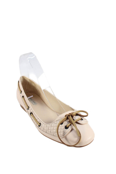 Bottega Veneta Womens Leather Lace Up Slide On Ballet Flats Pink Size 36 6