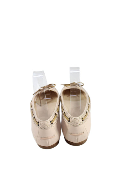Bottega Veneta Womens Leather Lace Up Slide On Ballet Flats Pink Size 36 6