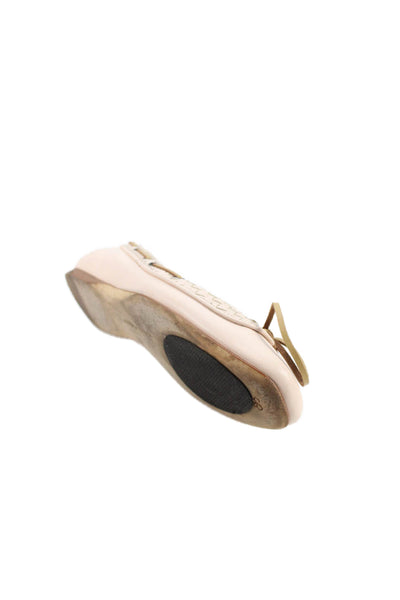 Bottega Veneta Womens Leather Lace Up Slide On Ballet Flats Pink Size 36 6