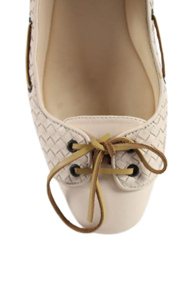 Bottega Veneta Womens Leather Lace Up Slide On Ballet Flats Pink Size 36 6