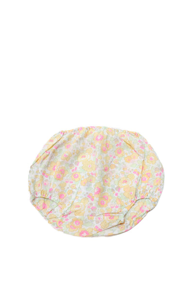Bonpoint Girls Elastic Waistband Floral Printed Bottoms White Yellow 6 Months