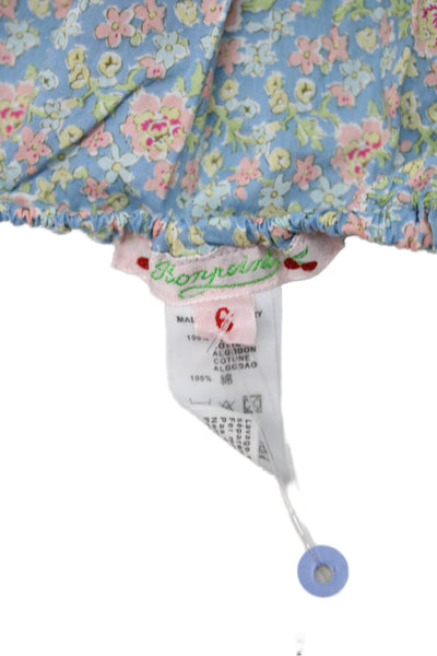 Bonpoint Girls Elastic Waistband Floral Printed Bottoms Blue Cotton 6 Months