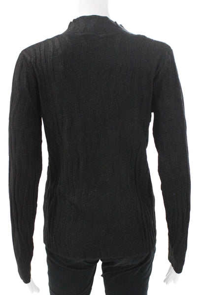 Renuar Women Pullover Mock Neck Geometric Long Sleeve Black Size S