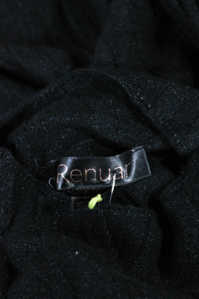 Renuar Women Pullover Mock Neck Geometric Long Sleeve Black Size S