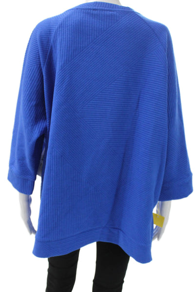 Tribal Women Tunic Sweater Blue Geometric Scoop Neck 3/4 Sleeve Size 2XL