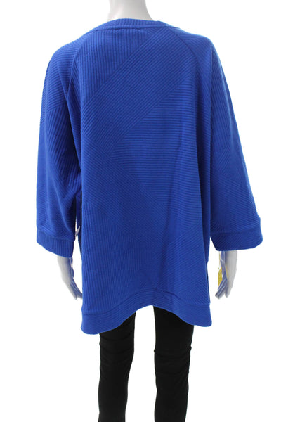 Tribal Womens Tunic Blue Geometric Round Neck 3/4 Sleeve Pullover Size M