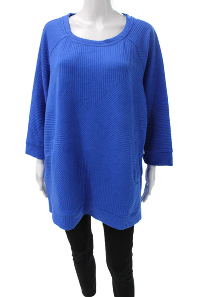 Tribal Womens Basic Geometric Crew Neck 3/4 Sleeve Polyester Tunic Size XS