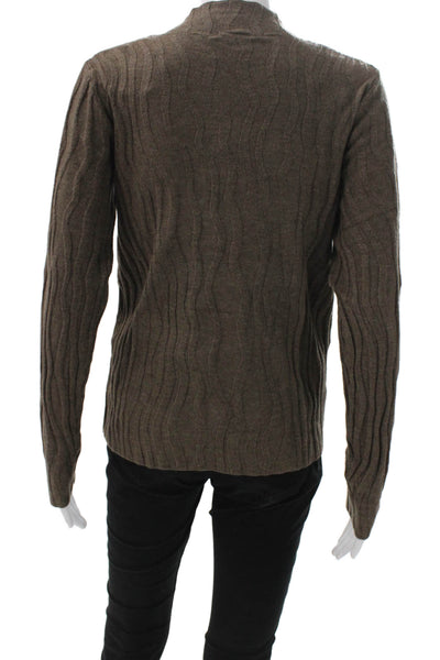 Renuar Womens Pullover Mock Neck Long Sleeve Geometric Brown Size M