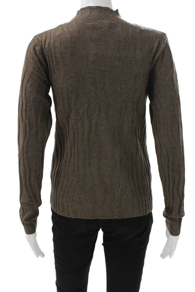 Renuar Womens Pullover Mock Neck Geometric Brown Long Sleeve Size XS