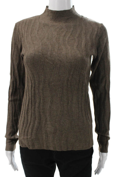 Renuar Women Basic Mock Neck Long Sleeve Brown Sweater Size XL