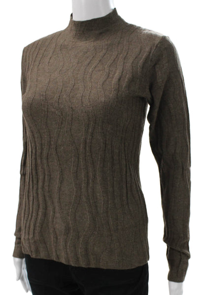 Renuar Women Basic Mock Neck Long Sleeve Brown Sweater Size XL