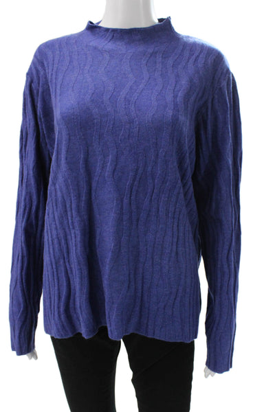 Renuar Women Pullover Sweater Purple Mock Neck Geometric Long Sleeve Size 2X