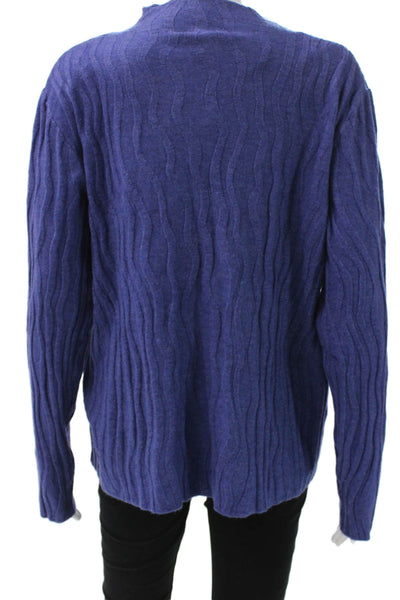 Renuar Women Pullover Sweater Purple Mock Neck Geometric Long Sleeve Size 2X