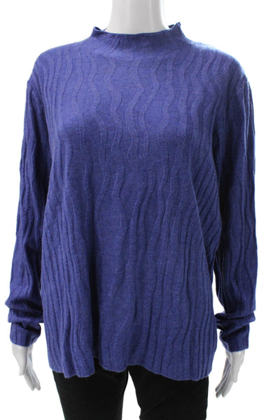 Renuar Womens Purple Geometric Mock Neck Pullover Sweater Long Sleeve Size L