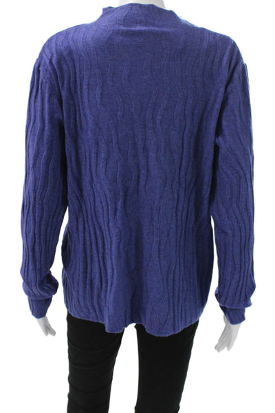 Renuar Womens Purple Geometric Mock Neck Pullover Sweater Long Sleeve Size L