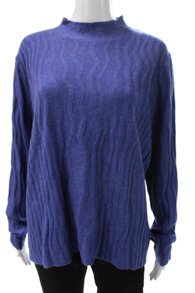 Renuar Women Pullover Mock Neck Geometric Long Sleeve Purple Size M