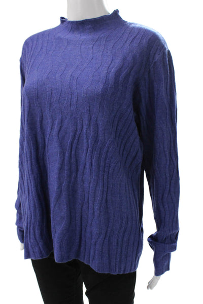 Renuar Women Pullover Mock Neck Geometric Long Sleeve Purple Size M