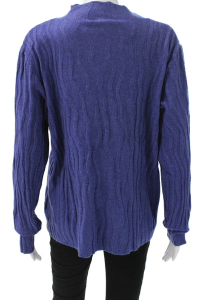 Renuar Women Pullover Mock Neck Geometric Long Sleeve Purple Size M