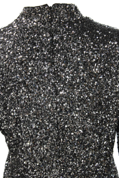Renuar Women Silver High Neck Long Sleeve Basic Blouse Zip Polyester Size S