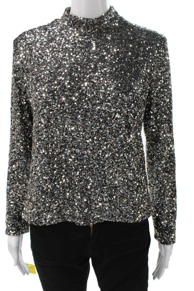 Insight Womens Blouse Black High Neck Long Sleeve Polyester Size XS