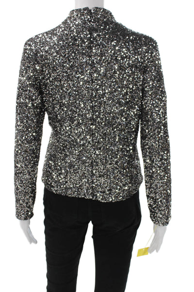 Insight Womens Basic Mock Neck Long Sleeve Silver Polyester Blouse Size XL