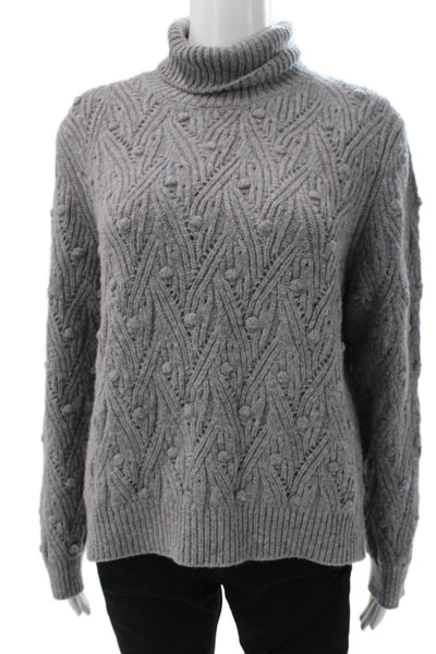 Kangra Women Gray Wool Blend Turtleneck Geometric Pullover Long Sleeve Size XL