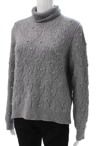 Kangra Women Gray Wool Blend Turtleneck Geometric Pullover Long Sleeve Size XL