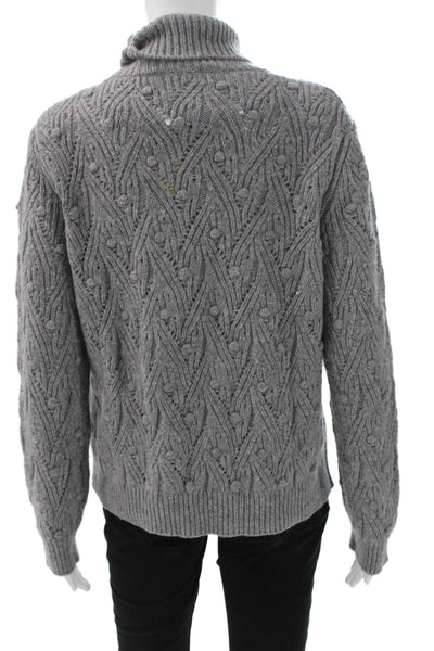 Kangra Women Gray Wool Blend Turtleneck Geometric Pullover Long Sleeve Size XL