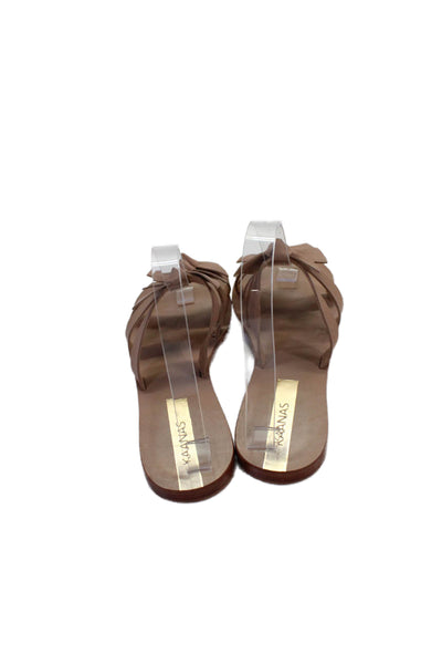 Kaanas Womens Leather Knot Detail Flat Mules Shoes Brown Size 7M