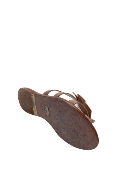 Kaanas Womens Leather Knot Detail Flat Mules Shoes Brown Size 7M
