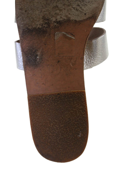 Ancient Greek Sandals Womens Leather Flat Mules Shoes Silver Size 7