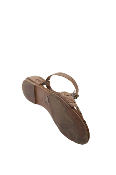 See by Chloe Womens Leather Scalloped Ankle Strap Sandals Shoes Brown Size 6.5