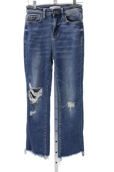 Flying Monkey Womens Blue Straight Jeans High Rise Cotton Blend Size 24