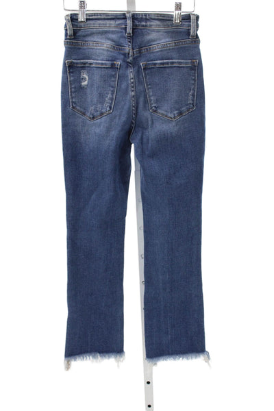 Flying Monkey Womens Blue Straight Jeans High Rise Cotton Blend Size 24