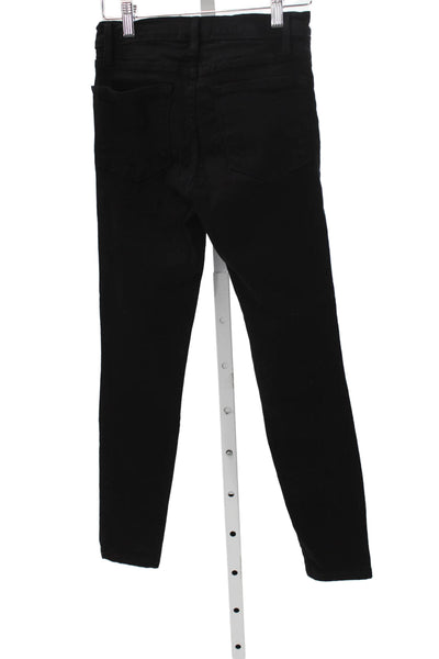 Frame Womens Skinny High Rise Black Jeans Button Cotton Blend Size 24