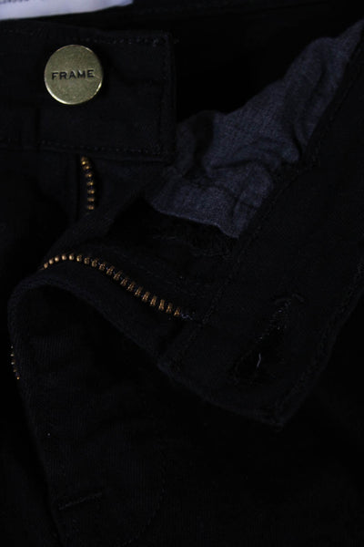 Frame Womens Skinny High Rise Black Jeans Button Cotton Blend Size 24