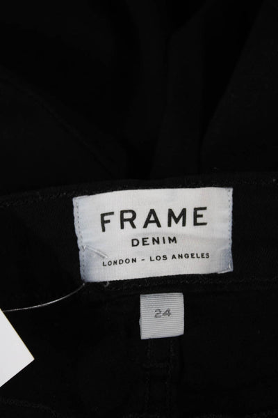 Frame Womens Skinny High Rise Black Jeans Button Cotton Blend Size 24