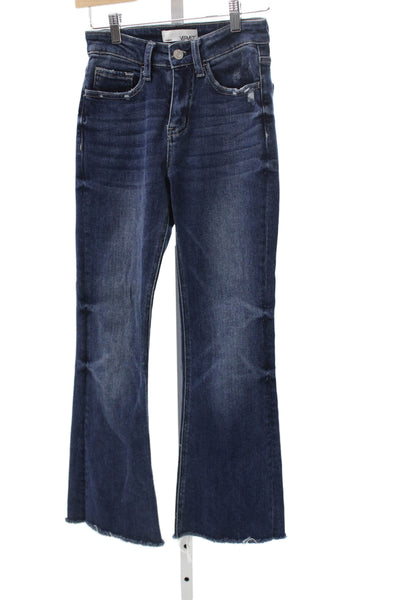 Vervet Women Flared Blue High Rise Button Jeans Cotton Blend Size 24