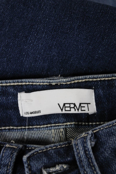 Vervet Women Flared Blue High Rise Button Jeans Cotton Blend Size 24