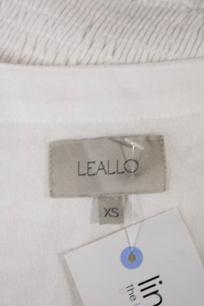 Leallo Women Fit & Flare White Cotton Mid Calf Dress Size XS
